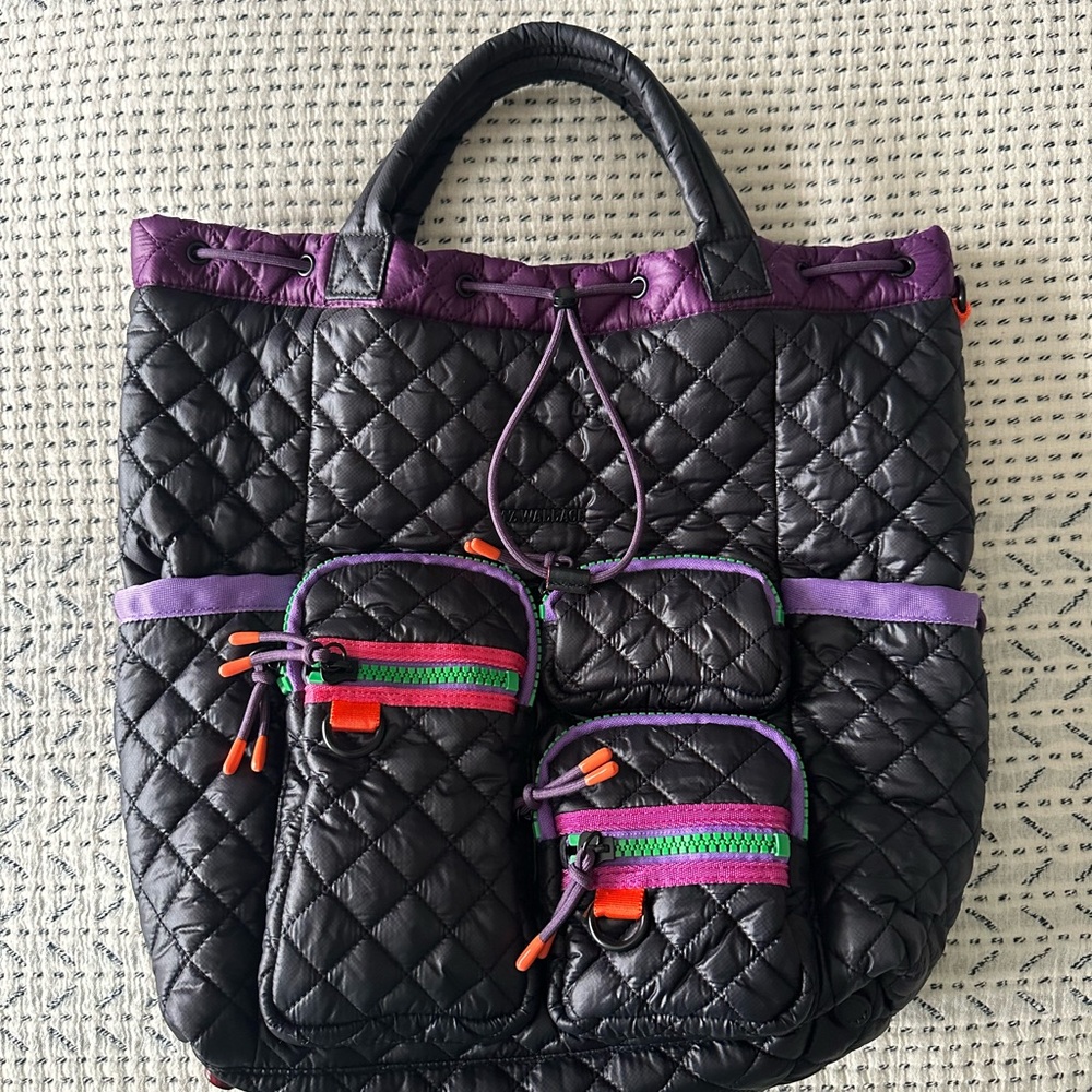 MZ Wallace Metro Convertible Limited Edition Backpack in Black/Aura